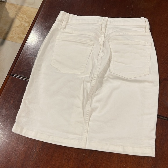 J. Crew Jeans Button Front White Denim Pencil Skirt Stretch - Picture 2 of 4